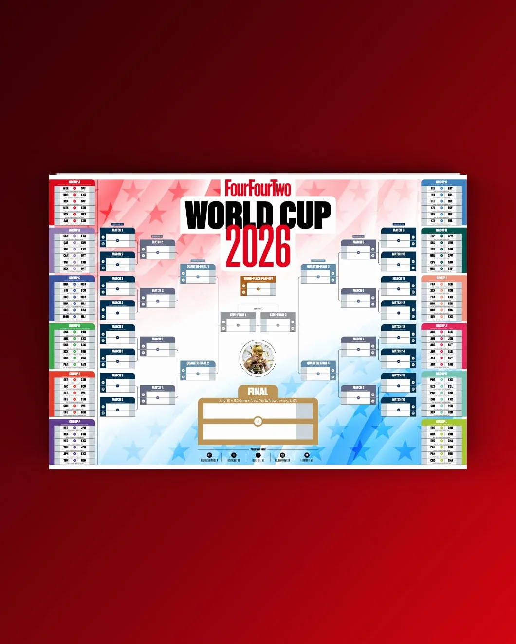 FourFourTwo Tableau mural Coupe du monde 2026 A1 Édition