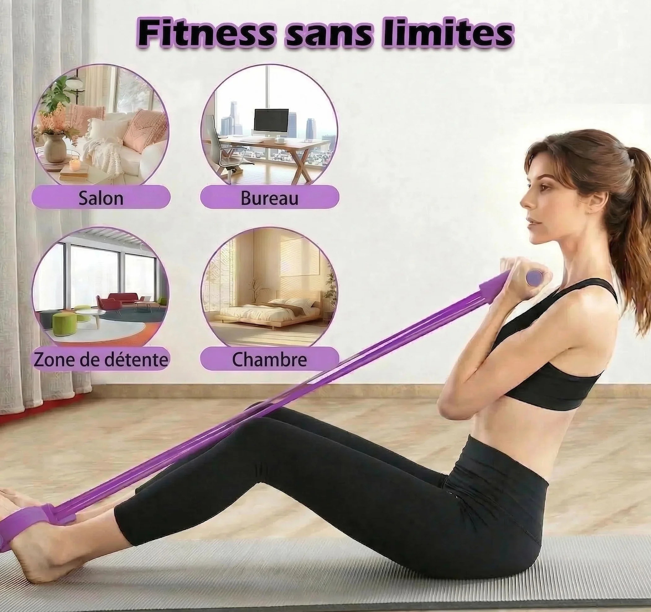 Bande de Résistance Musculation 6 Tubes avec Pédales et Poignées pour Abdominaux, Yoga, Fitness
