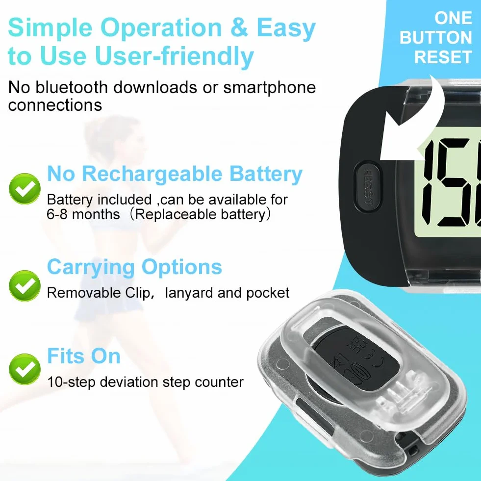Flintronic Podomètre 3D précis pour la Marche, Compteur de Pas Numérique Portable avec Grand écran et Rétroéclairage LED