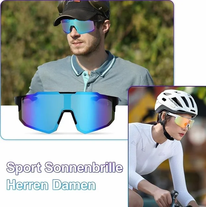 Lunette de Vitesse UV400 Homme Femme Cyclisme Course Pêche Bleu Orange