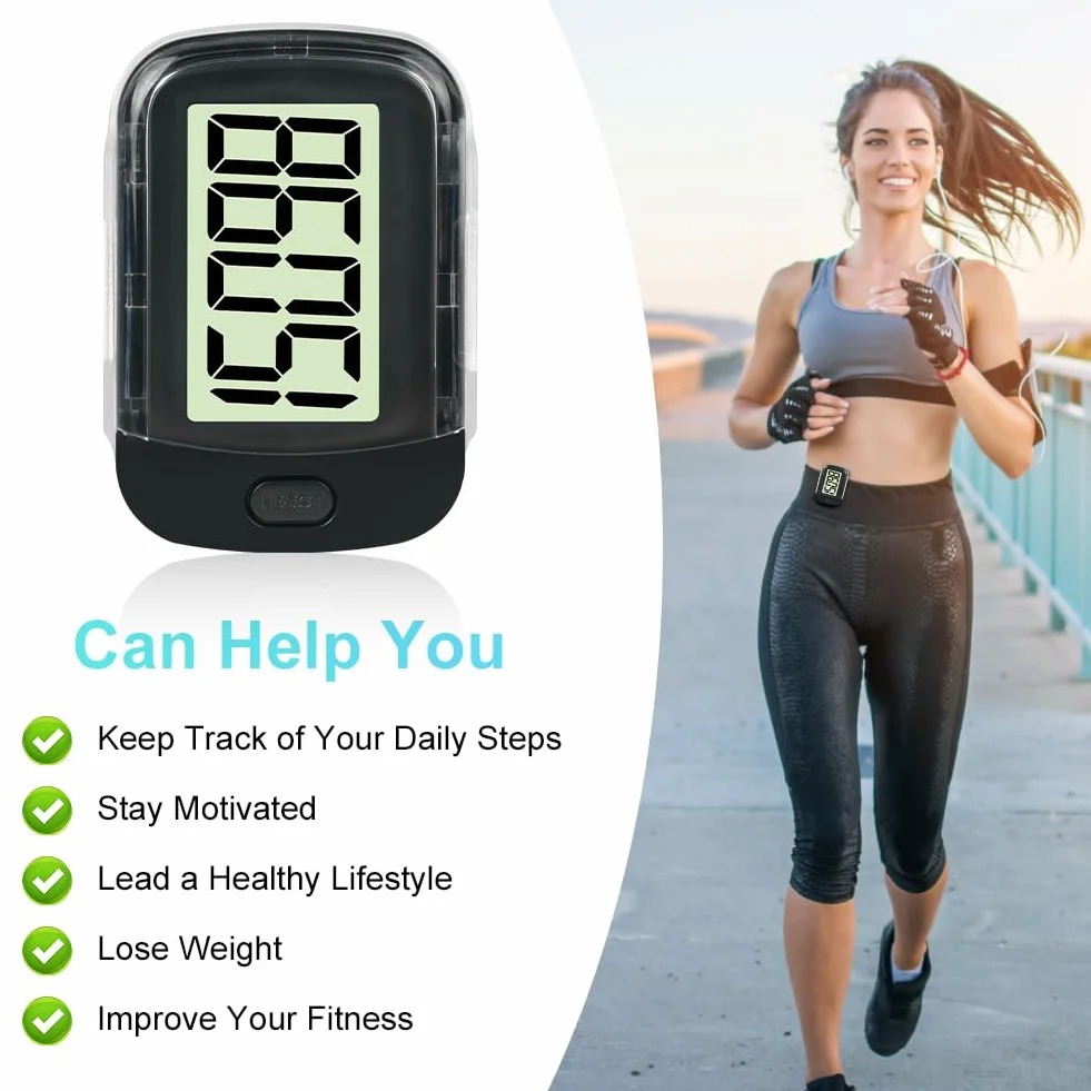 Flintronic Podomètre 3D précis pour la Marche, Compteur de Pas Numérique Portable avec Grand écran et Rétroéclairage LED