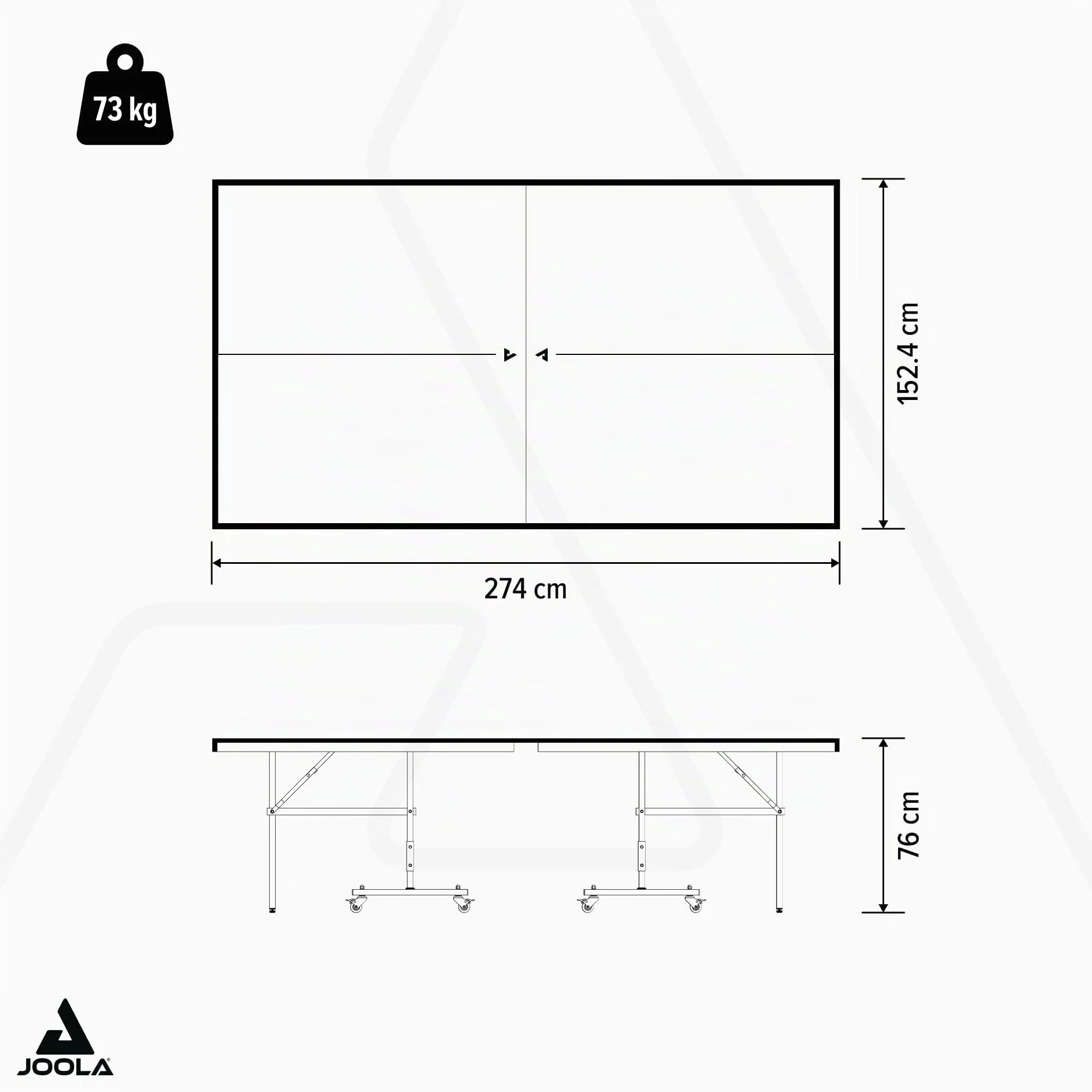 JOOLA Table de Tennis de Table Indoor Pliable 274 x 152,5 x 76 cm Filet Inclus