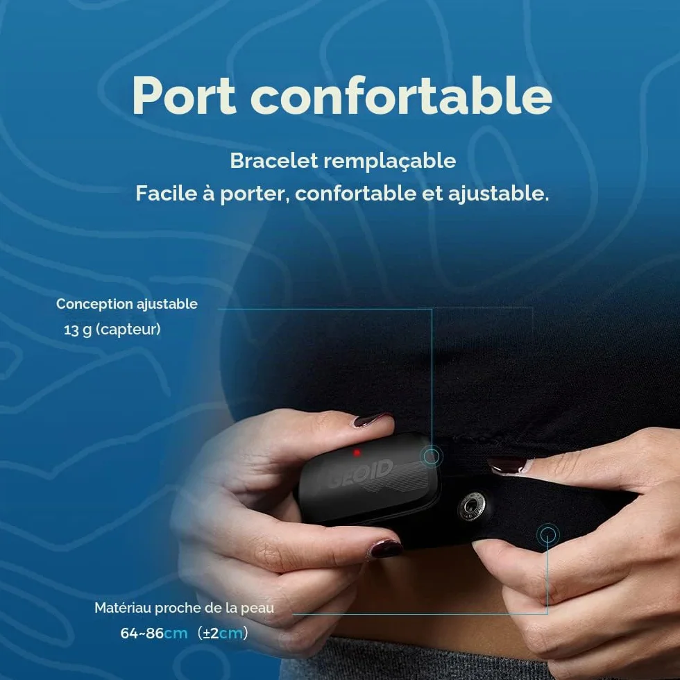 GEOID HS500 Moniteur de Fréquence Cardiaque Sangle de Poitrine Bluetooth 4.2 Ant+ IP67