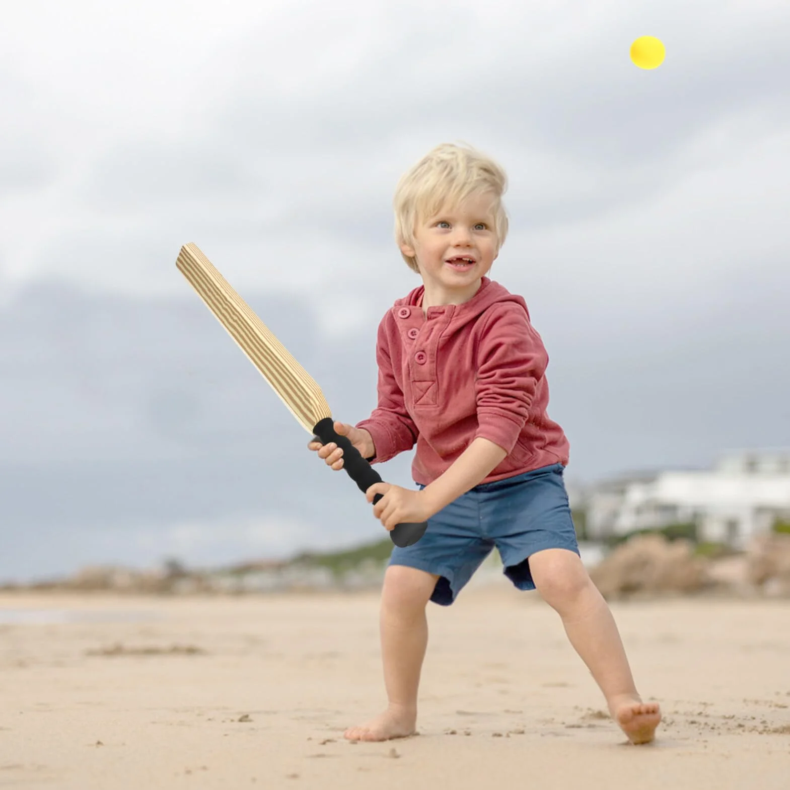 Mipcase Batte De Cricket Interactif Rembourrée en Mousse Balles D'intérieur Jouet pour Maison Plage Jardin