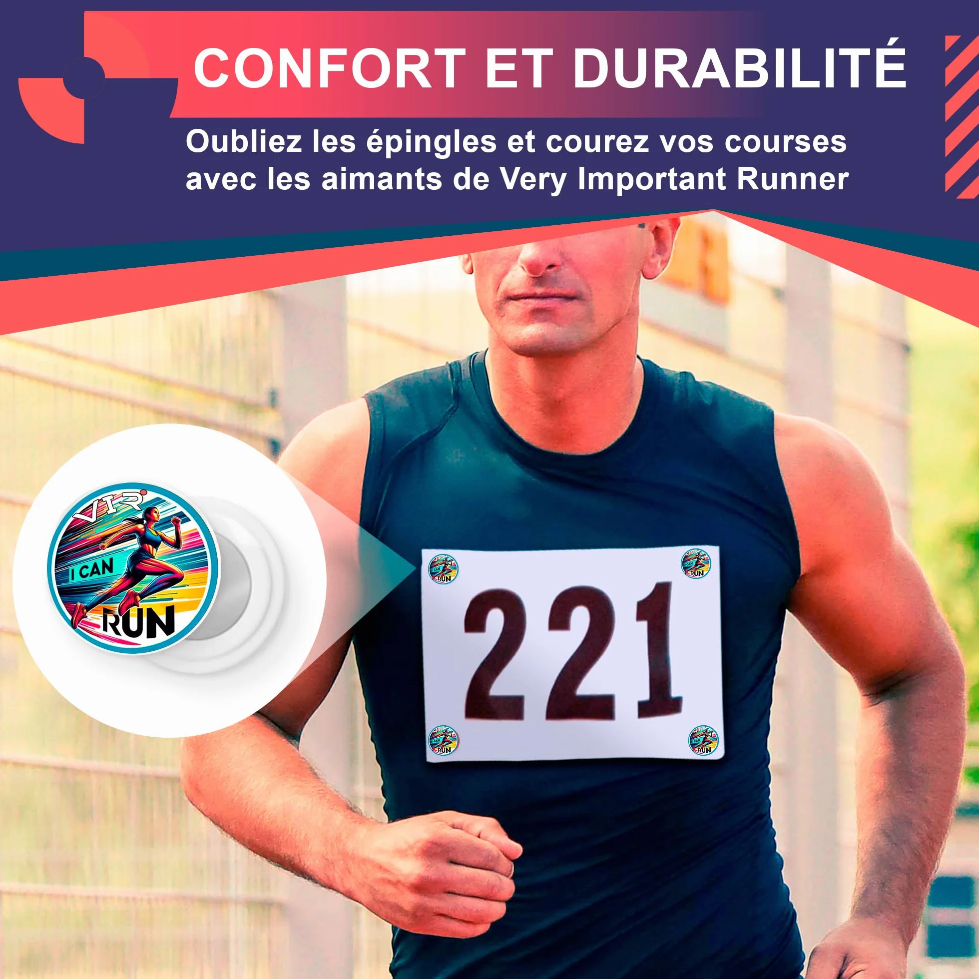 Porte-dossard Aimant Running Pack 4 Aimants Dossards Triathlon Fixation Haute Résistance Trail Femme Accessoire