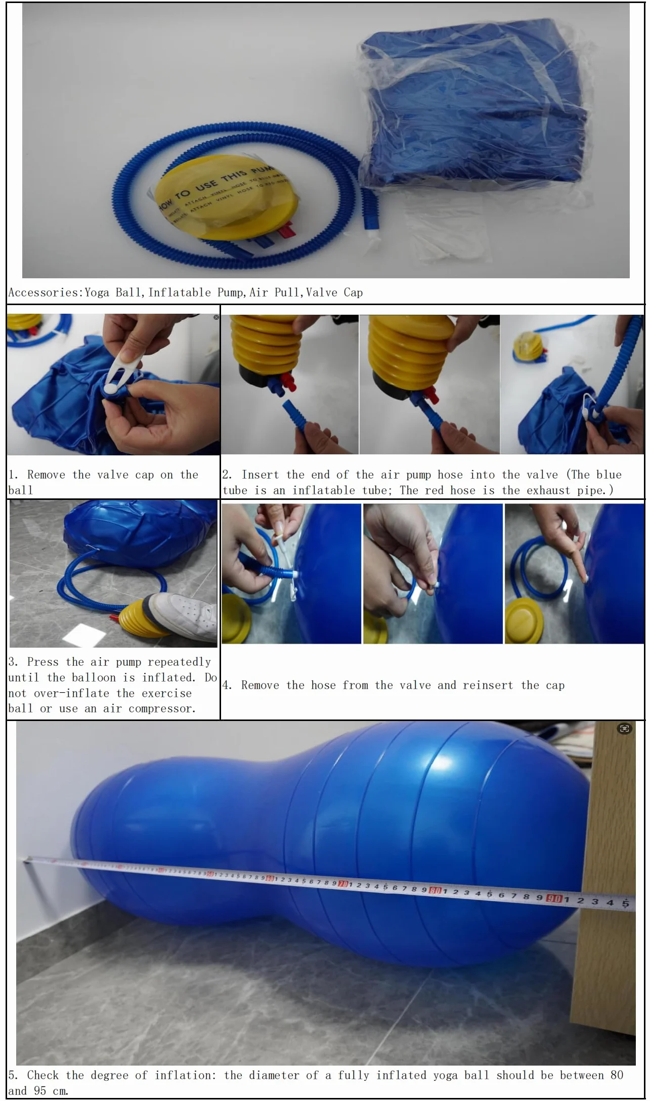 Ballon Gym Cacahuète d'Exercice pour Yoga, Grossesse, Accouchement et Fitness (Pompe Incluse)