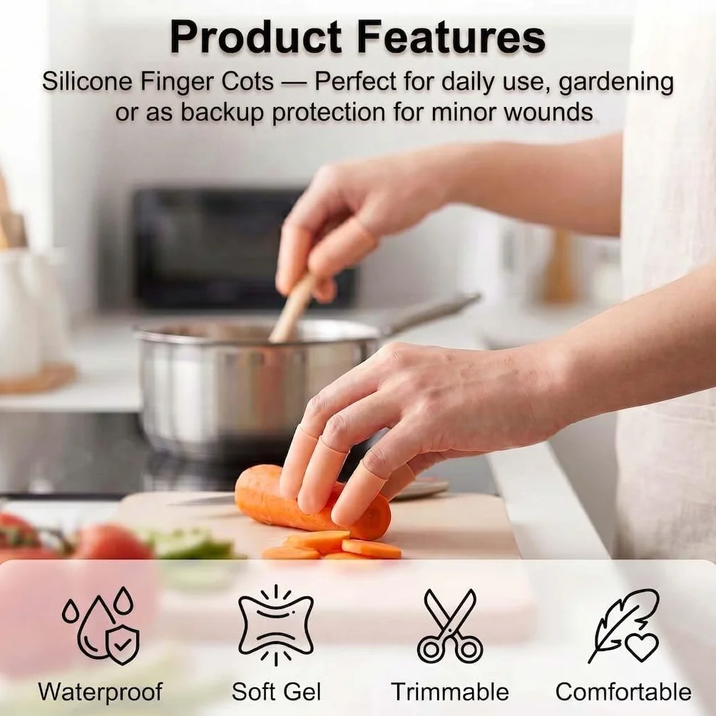 Lot de 12 Protège-Doigts en Silicone Souple, Doigtiers en Gel Réutilisables pour Pouce et Doigts, Protection Imperméable