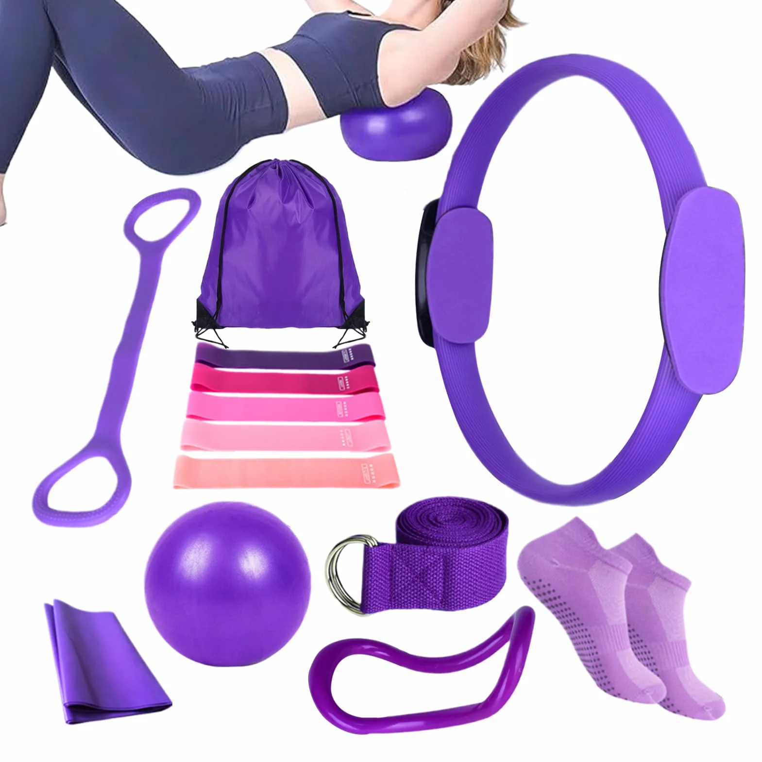 Better Me Kit Pilates Complet 14 Pièces Maison Accessoires Yoga Fitness Femme