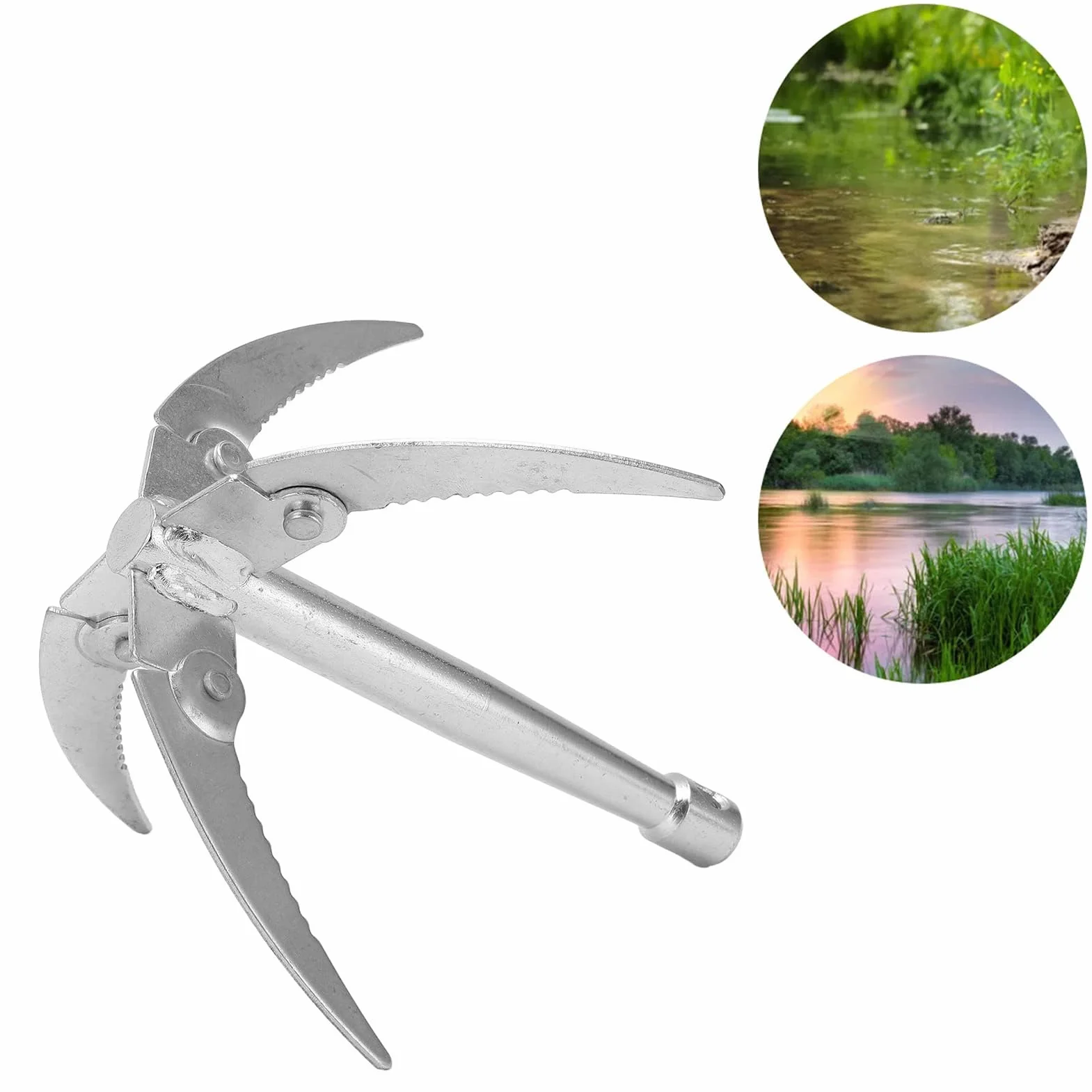 Dilwe Pliant Faucille de Pêche Couteau à Herbes Aquatiques Acier Inoxydable Corde 10m