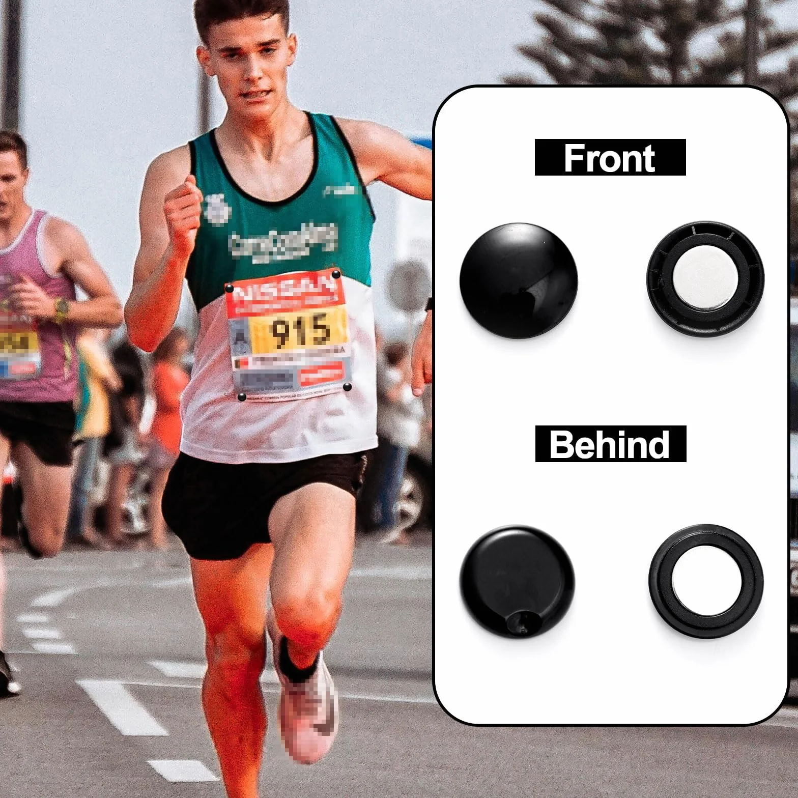 Porte-Dossard de Course Magnétique 10 Paires, Clips Porte-Numéro Marathon pour Coureurs Triathlon Course à Pied Cyclisme (Blanc, Noir)