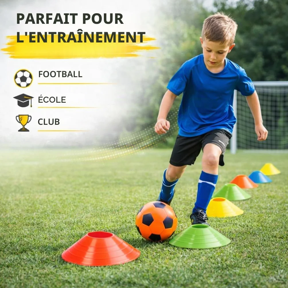 Cônes de marquage Slalom pour football, athlétisme - Accessoires d'entraînement
