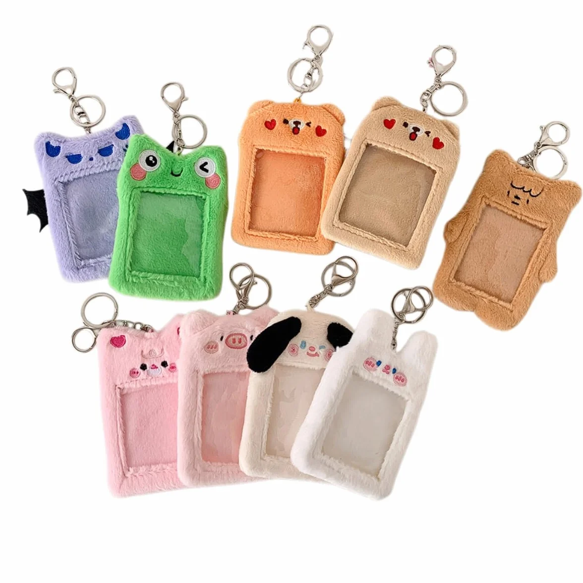 Porte-Photo Lapin Mignon avec Porte-Clés, Étui Protection Photocards Carte Bancaire, Décoration Sac à Dos