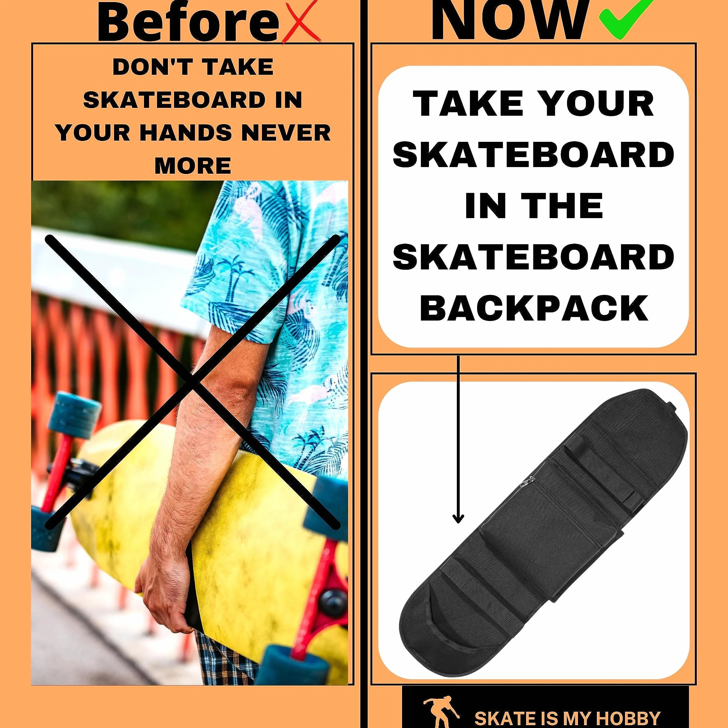 Sac à dos planche à roulettes + Clé T Skate Tool Accessoire Skateboard Housse Longboard Sac de transport