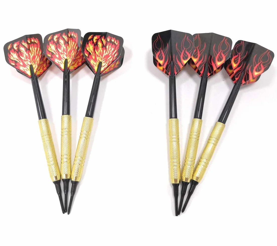 Flechette Pointe Plastique 12 Fléchettes avec Ailettes et Pointes Set pour Cible Electronique