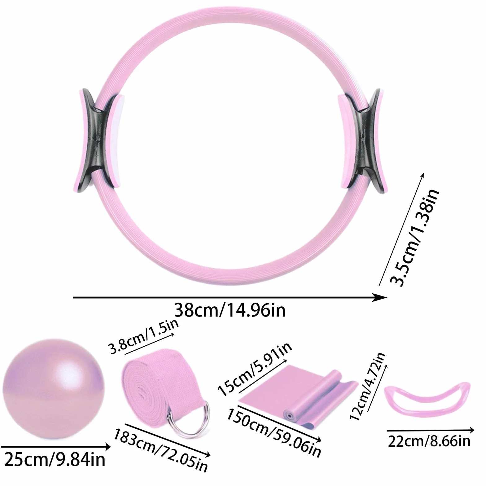 Ensemble Pilates Yoga 5 Pièces Kit Pilates Maison Accessoires Gymnastique Portables
