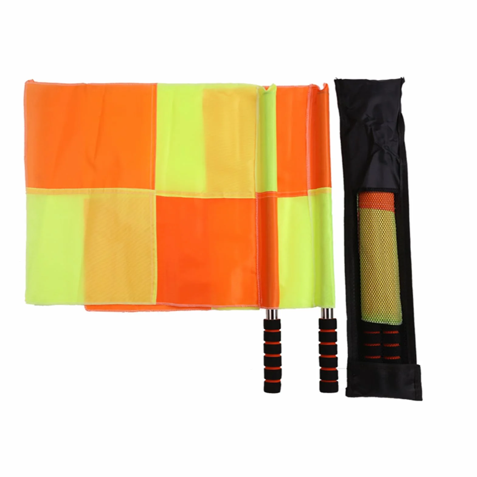Drapeaux d'Arbitre de Football 2 Pièces, Drapeaux de Ligne Volleyball Manche Ergonomique Haute Visibilité