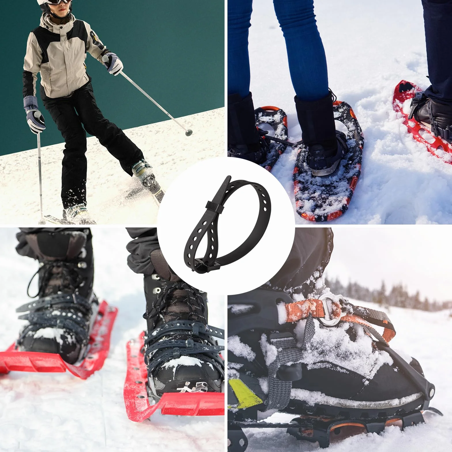 Lot de 4 Sangles de Raquettes à Neige, 48 x 2 cm, Réglables pour Enfants et Adultes