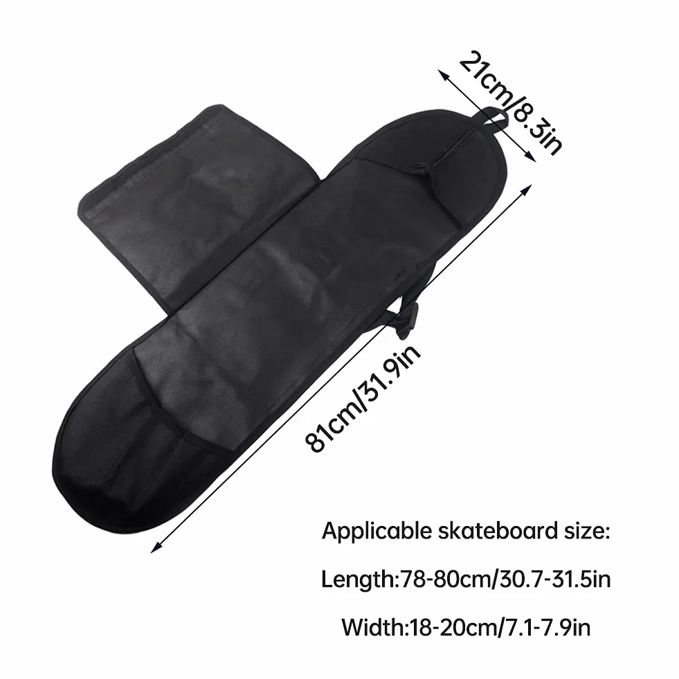 Sac à Dos Imperméable pour Skateboard avec Bretelles Réglables, Noir