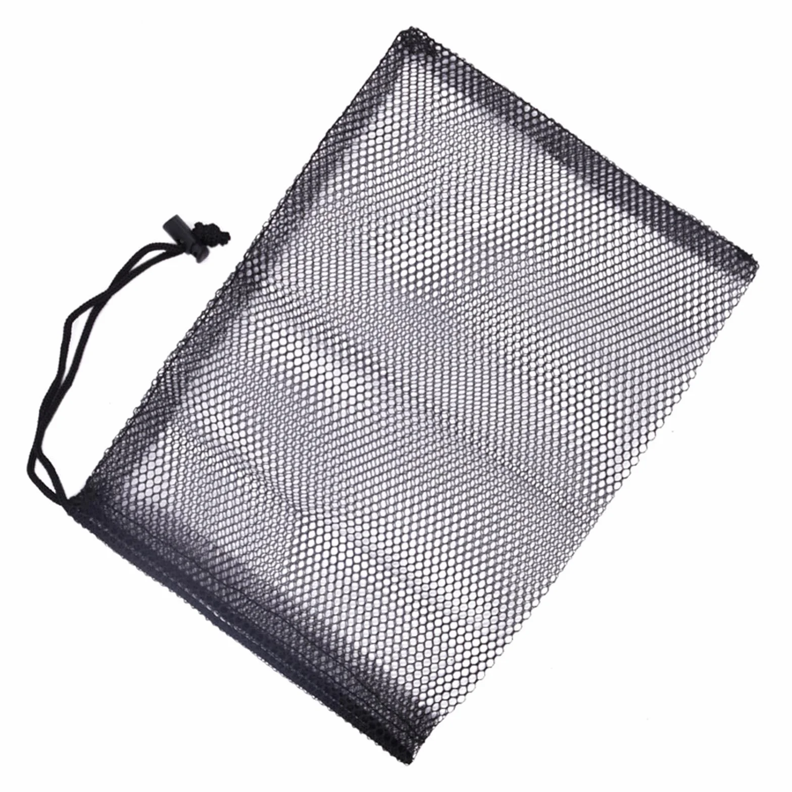 Sac de balle de golf noir en maille nylon solide et légère avec cordon de serrage