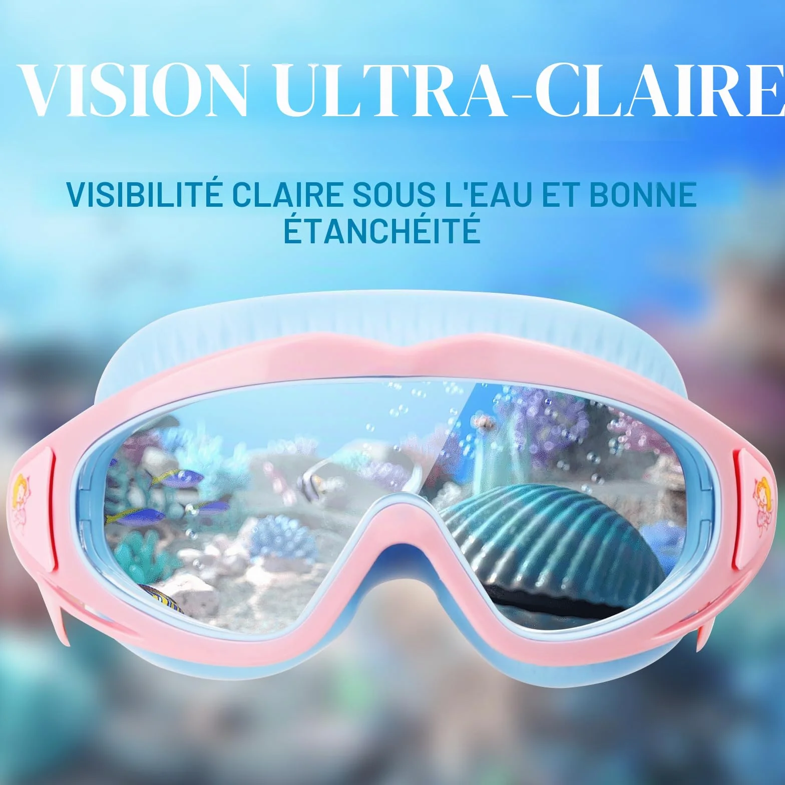 Masque de plongée panoramique 180° anti-buée étanche enfants 3-15 ans garçons filles