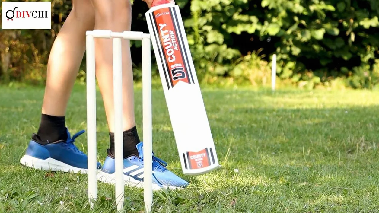 Ensemble de Cricket en Bois avec poignée en Caoutchouc, 4 souches et Balle Souple, Sac de Transport en Maille