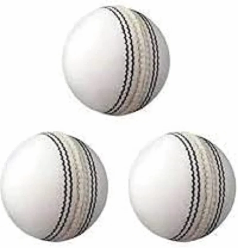 Lot de 4 balles de cricket en cuir blanc de qualité A, dures et assaisonnées cousues à la main pour pratique intérieur et extérieur