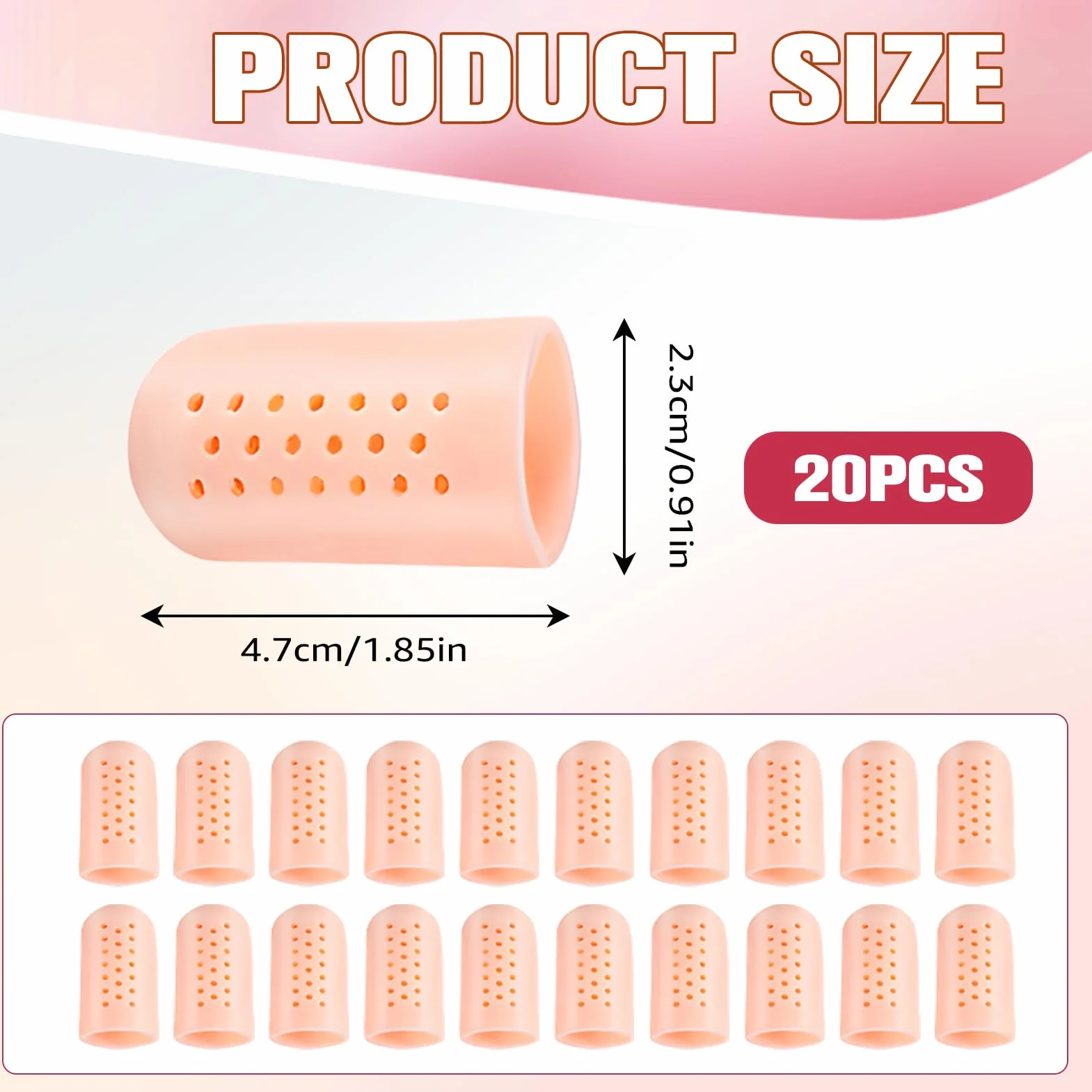 Protège-doigts en gel respirants, manchons silicone souple transparent, protection anti-frottement, lot de 20