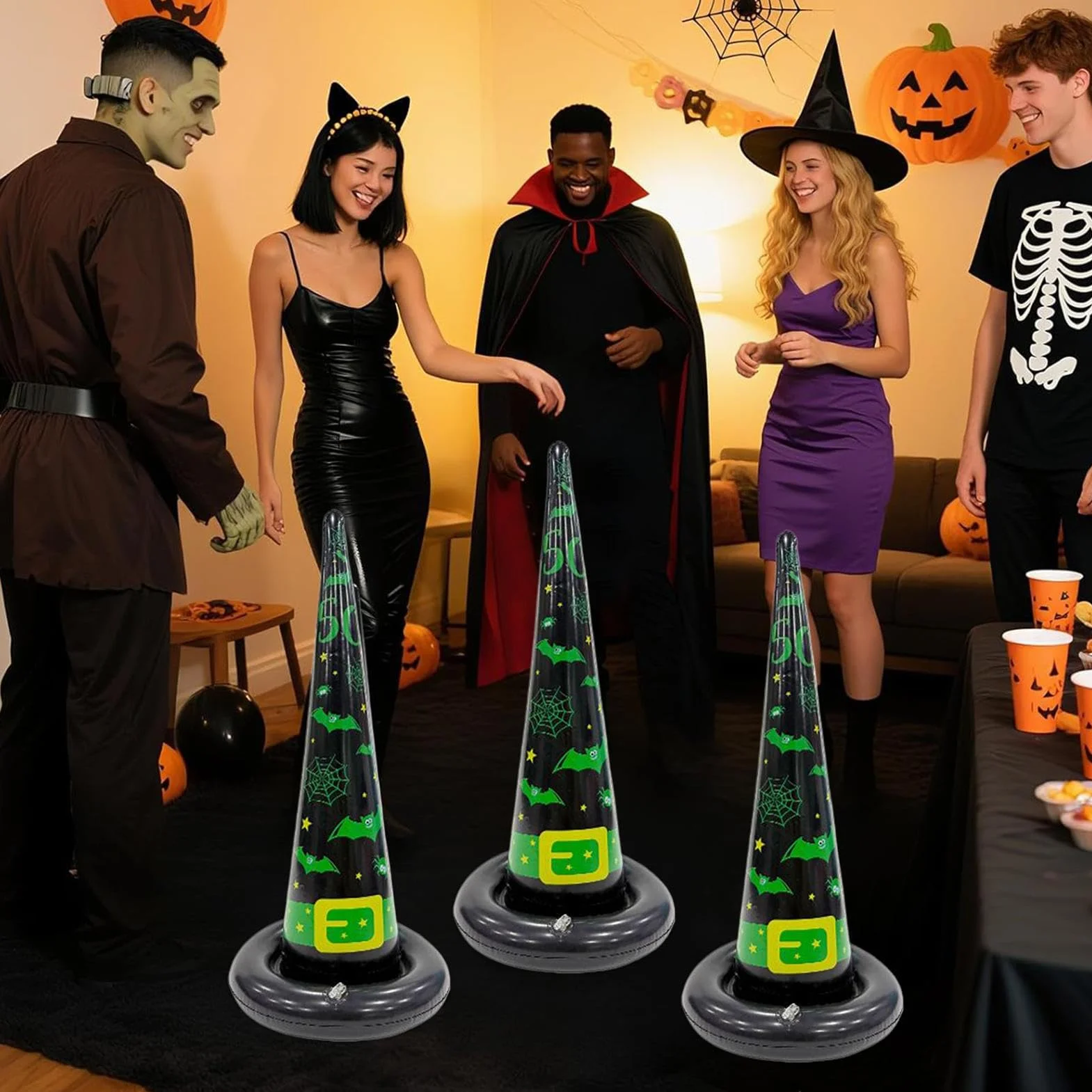 Jeu De Lancer D'Anneaux Halloween avec 4 Anneaux Jouets Amusants pour Adultes Fête