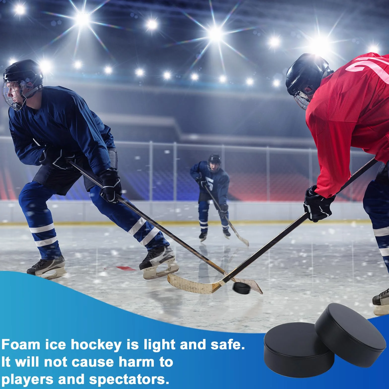 Palets de hockey sur glace 16 pièces 7,6 x 7,6 x 2,5 cm en mousse pour entraînement