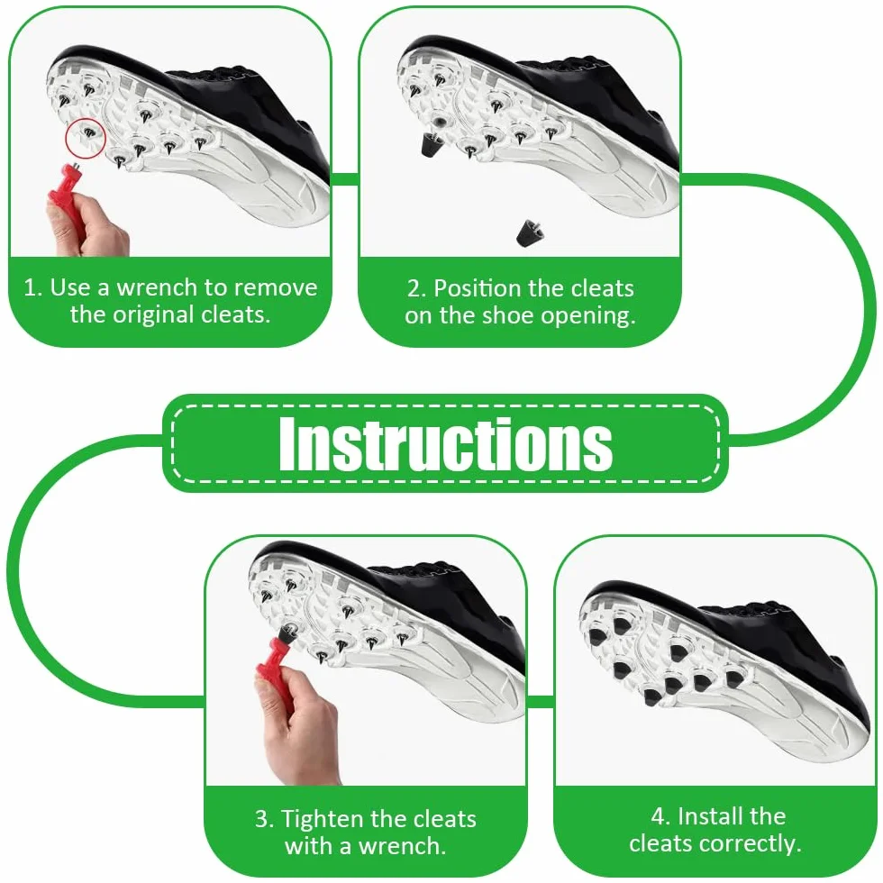 Crampons de Rechange en Aluminium pour Chaussures de Football 13/16 mm, Antidérapant, Conception Effilée, Noir