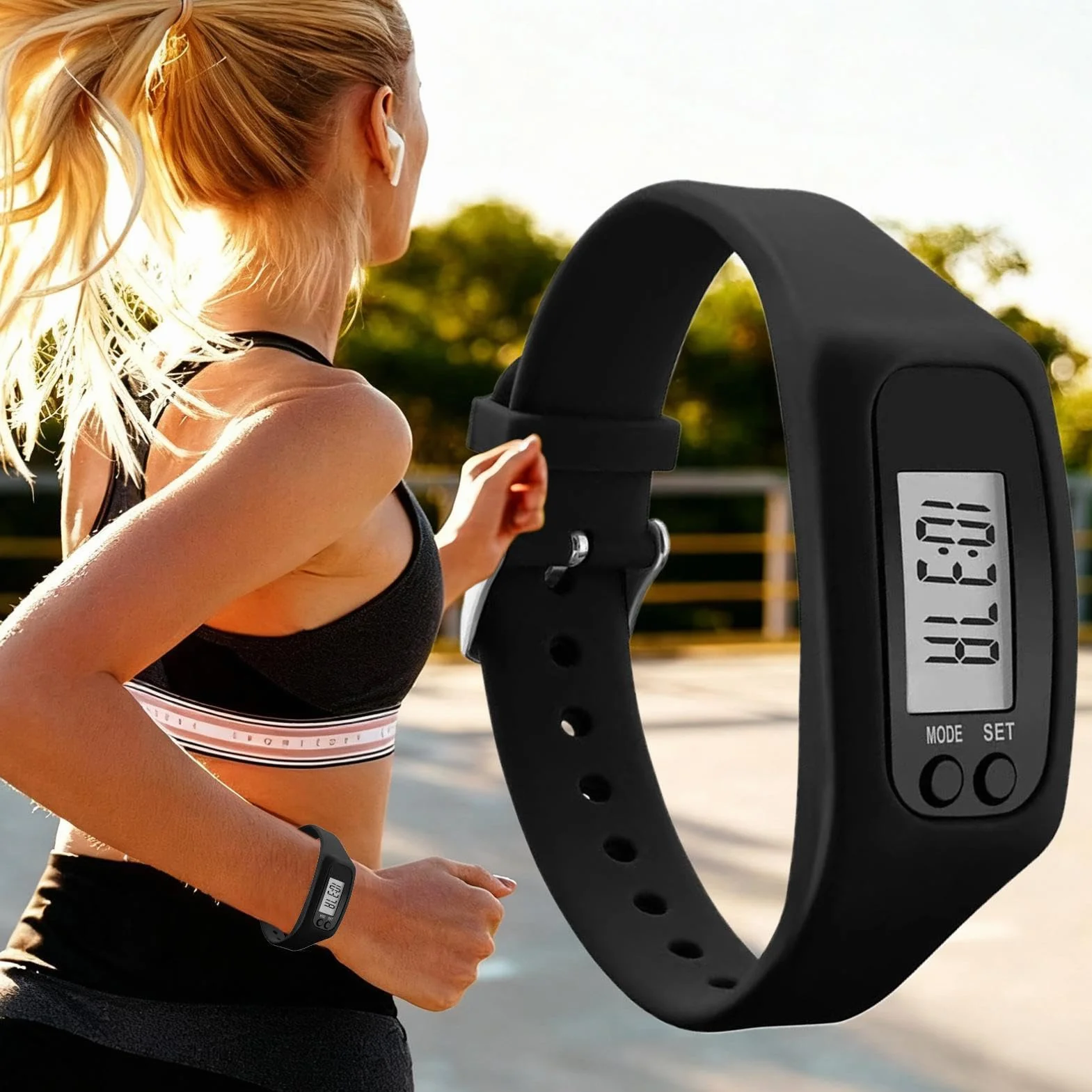 Montre Podomètre Grand Écran Traqueur d'Activité Physique pour Hommes Femmes Seniors Marche Jogging Randonnée