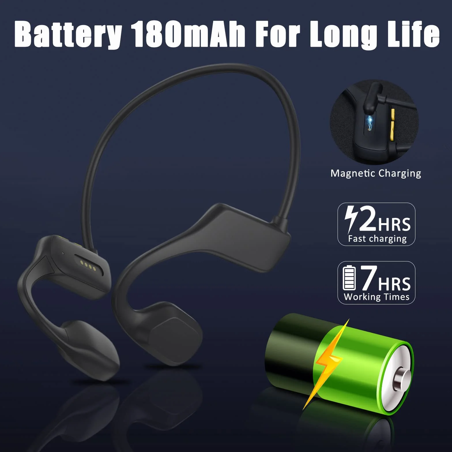 Casque Conduction Osseuse Étanche IP68 Bluetooth 5.2 avec Micro MP3 32G Mémoire Intégrée