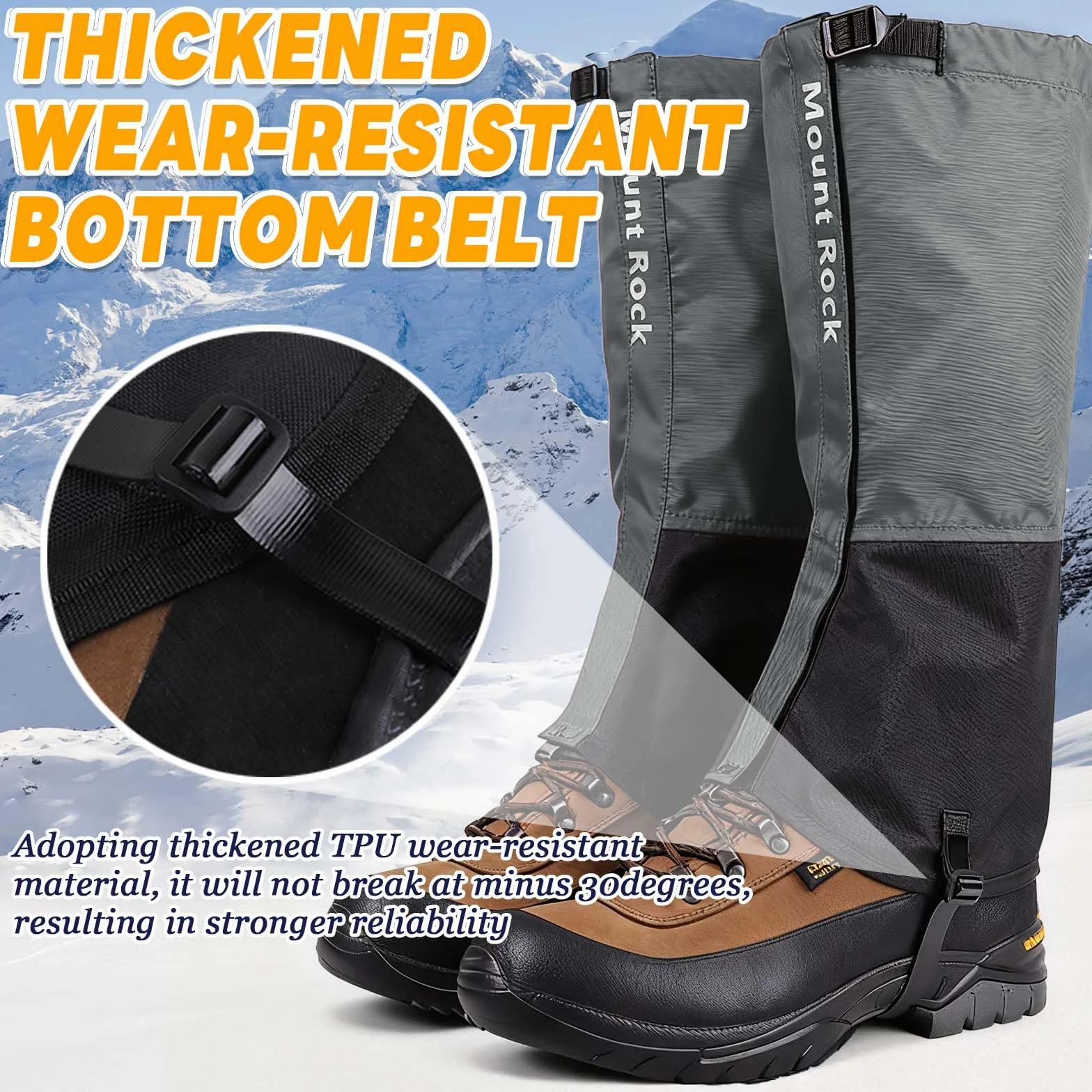 Guêtres de Randonnée Imperméables Réglables pour Homme Femme Ski Escalade Chasse