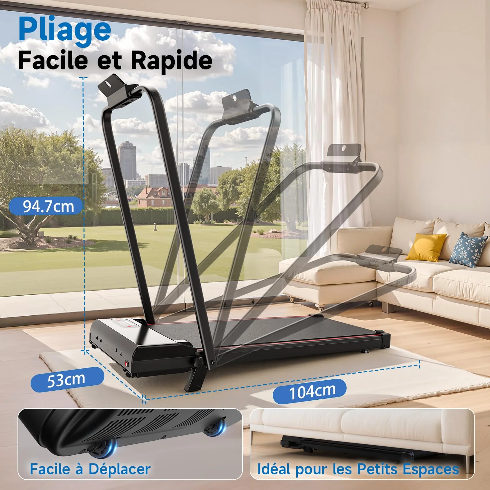 Tapis de Course Pliable avec Pente Réglable 7% – Tapis Roulant Électrique Silencieux 8 km/h, Moteur 2,5HP, Surface Large 40cm, Charge 130kg