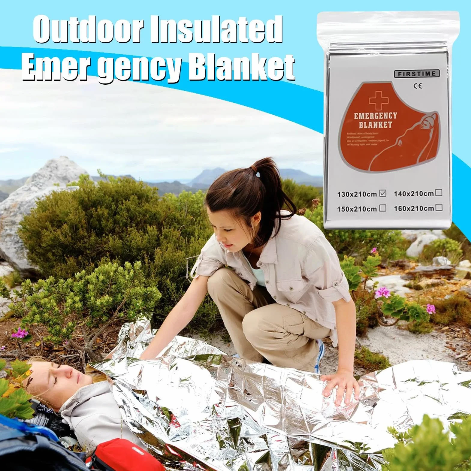 Couverture De Survie Isotherme Réfléchissante Anti-Vent pour Camping Randonnée Urgence