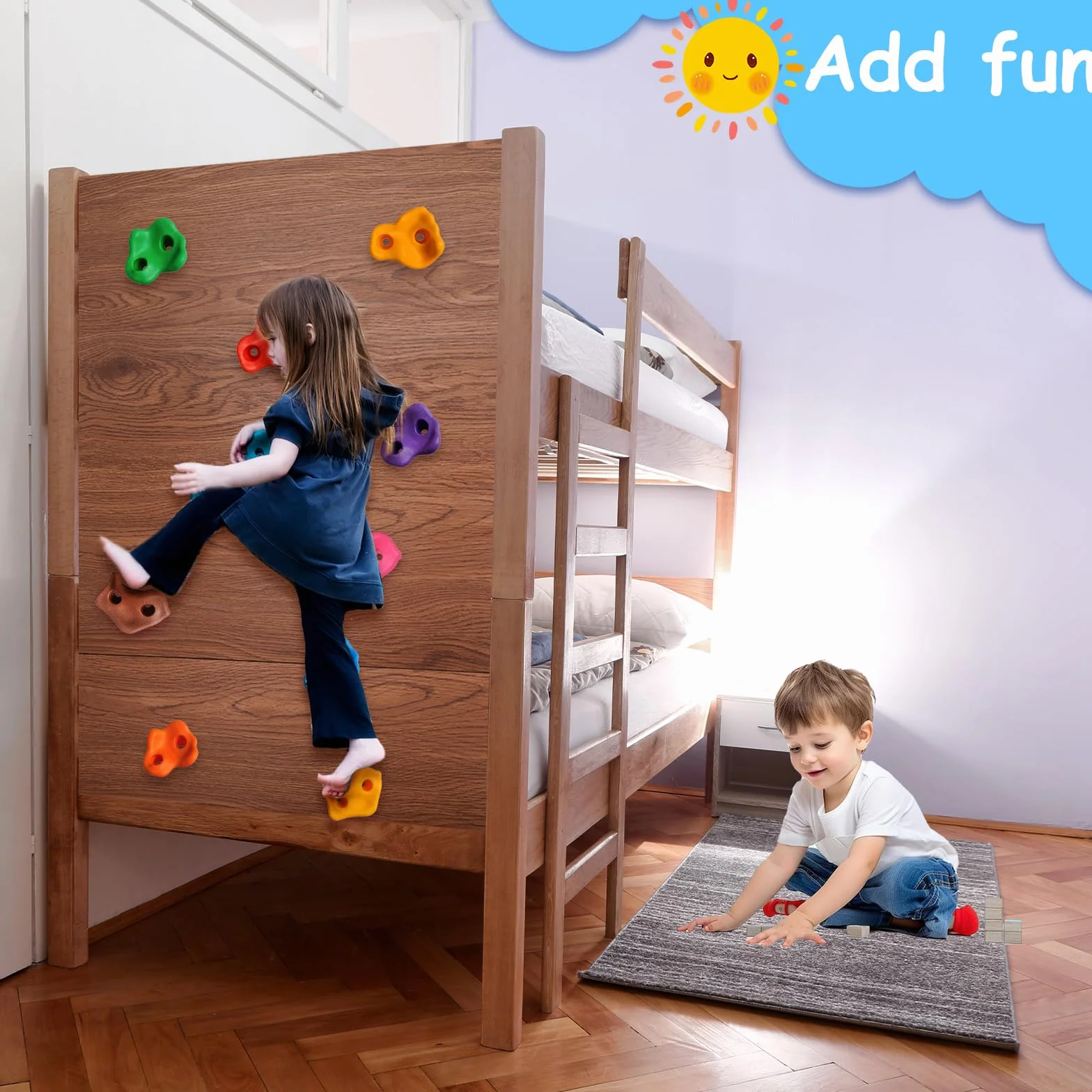 Pierres d'escalade pour Enfants Hyran, 12 Pcs Prises Escalade, Vis Fixation, Charge 80 Kg