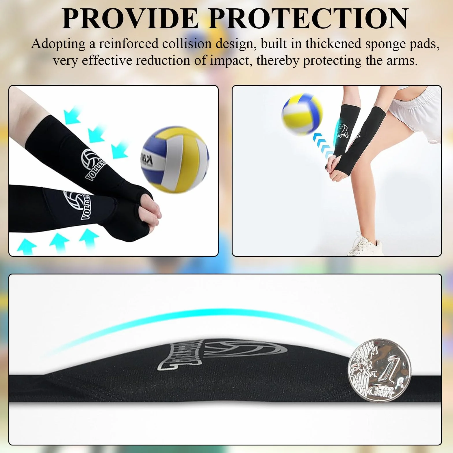 Protège-Bras de Volley-Ball pour Femmes, Manchon de Compression Volleyball avec Coudières, Accessoires d'Entraînement