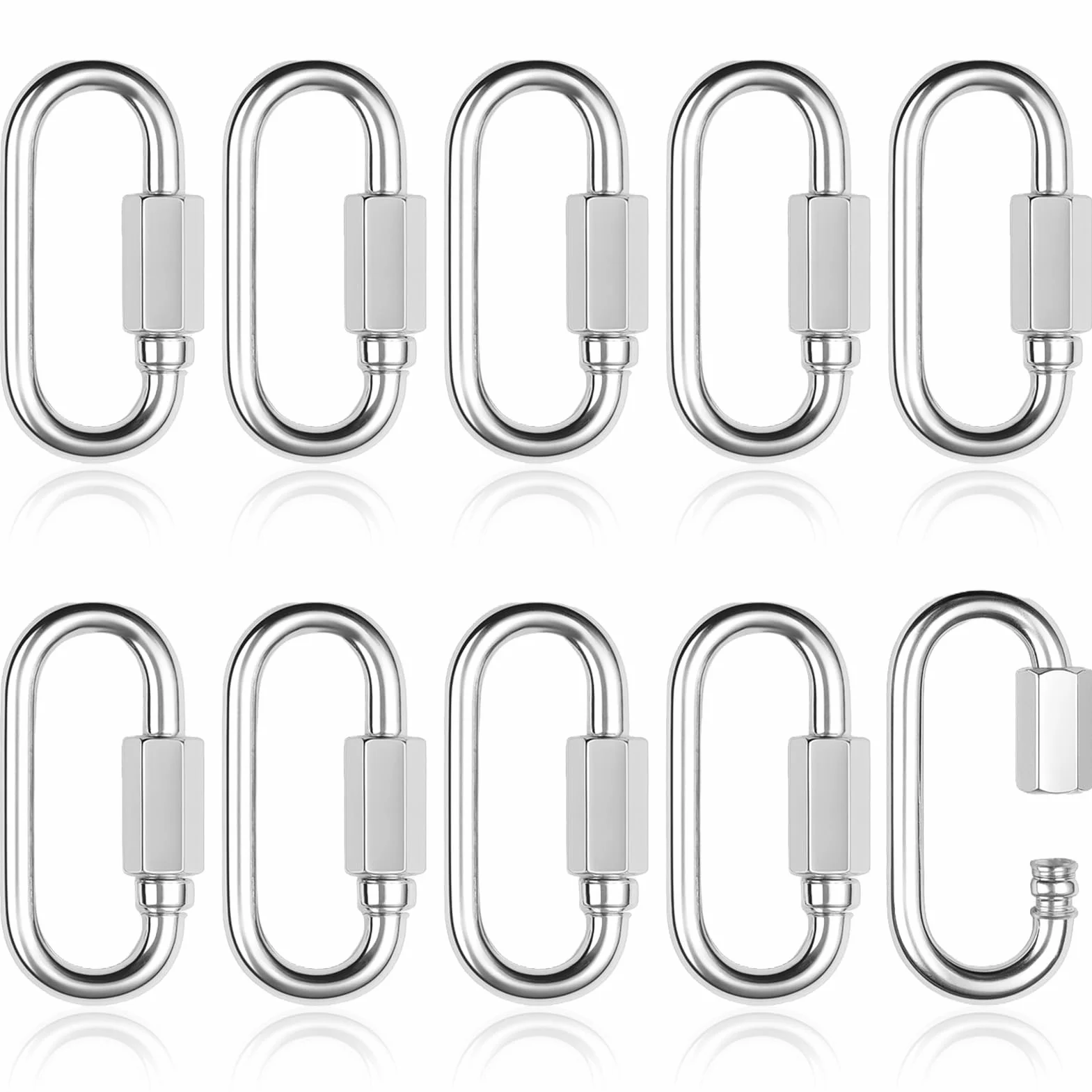 Petits Mousquetons en Acier Inoxydable 3.5mm avec Vis, Maillons Rapides pour Camping et Randonnée