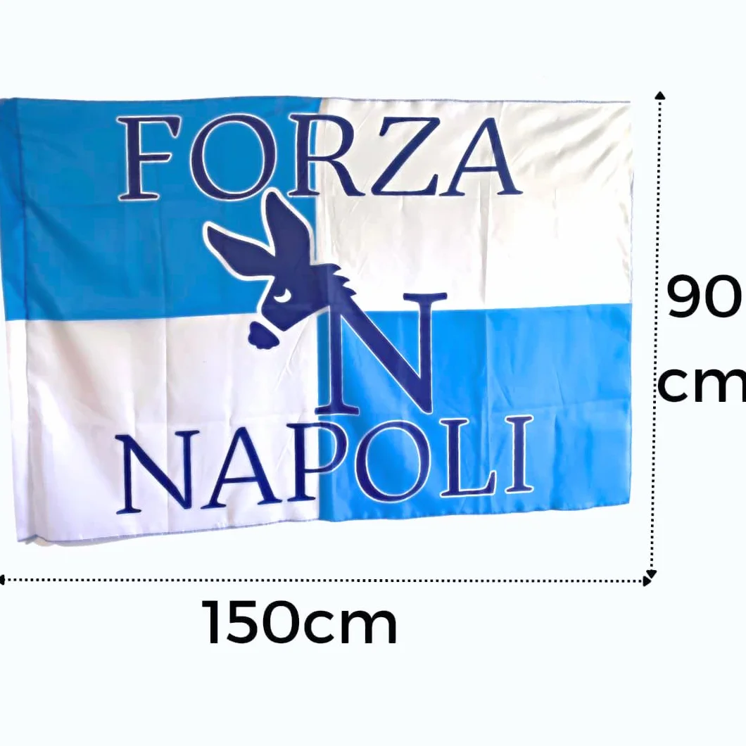 Drapeau Napoli 90 x 150 cm avec boucle pour tige + Collier Napoli 89 x 8 cm – Fan Championnat de Football