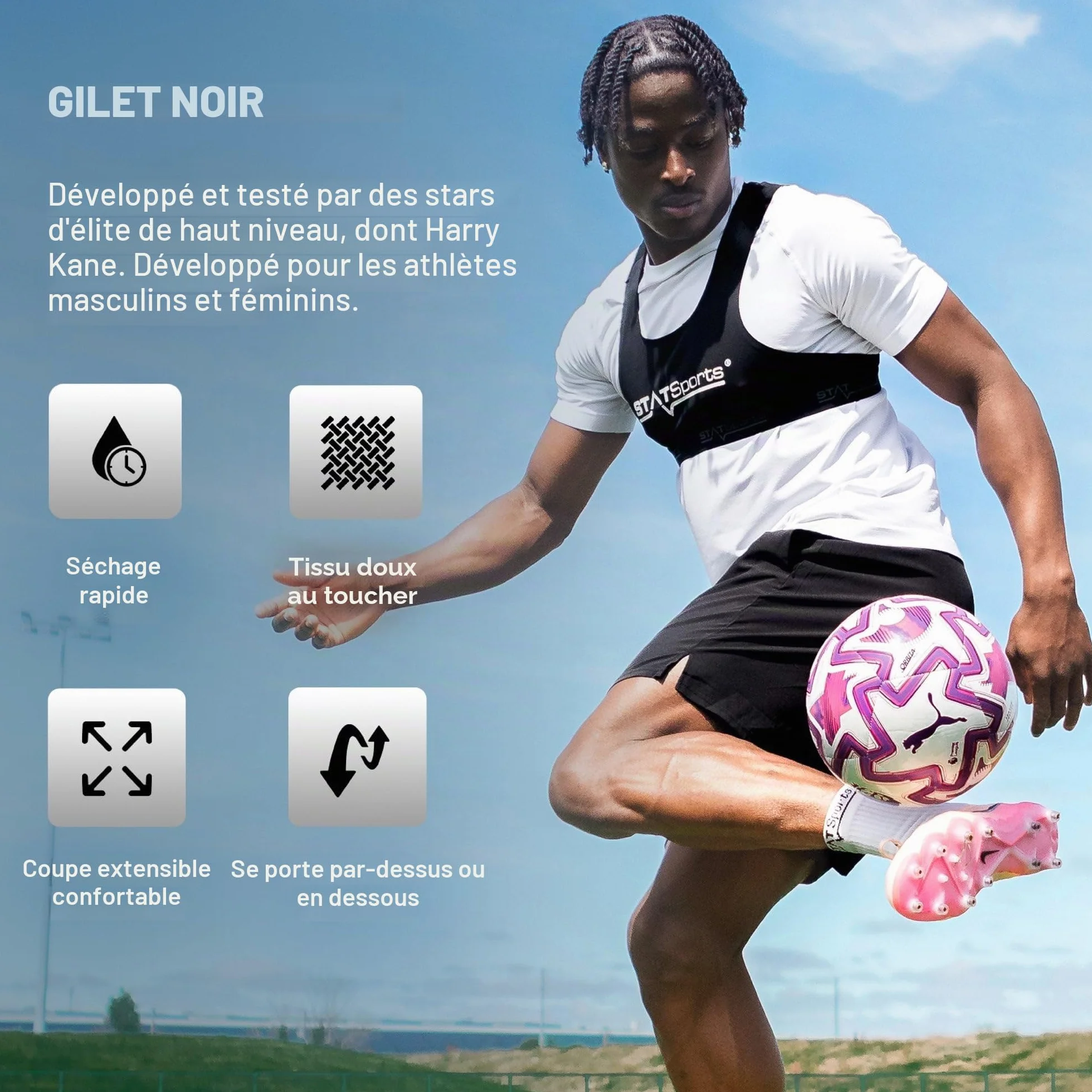 STATSports Gilet GPS Football Academy - Brassière GPS avec Poche Sécurisée pour APEX Tracker