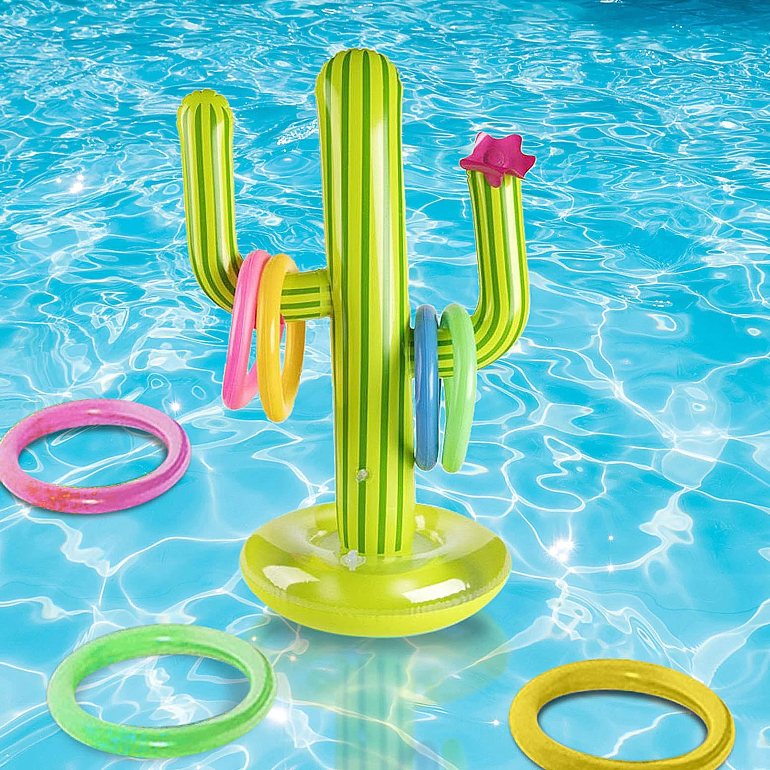 Piscine Gonflable Jouets Toss Game Ring Cactus Gonflable Jeux Piscine Exterieur Enfant Adulte Fiesta Anniversaire