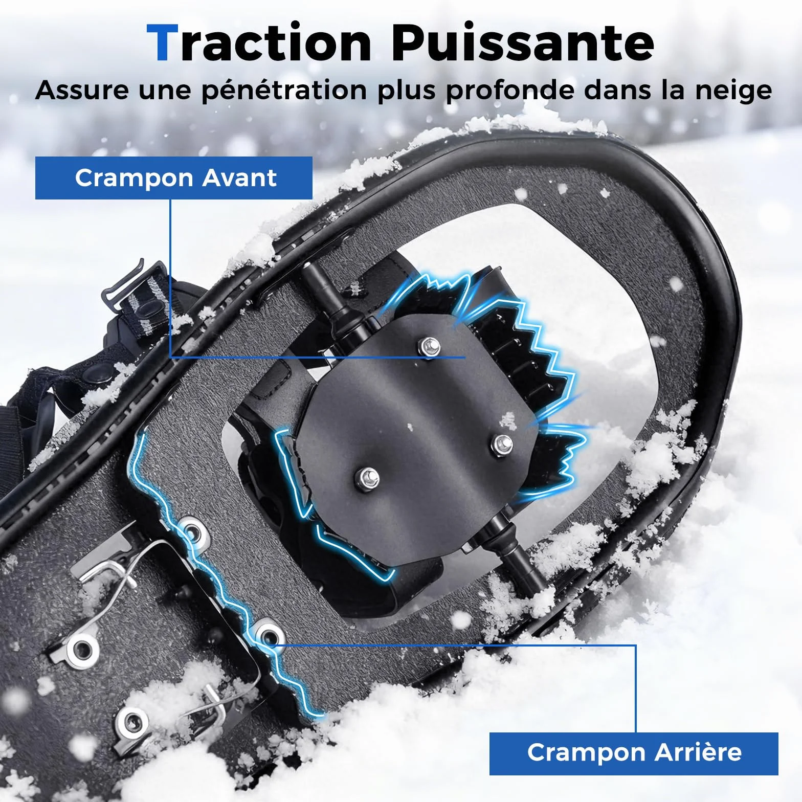 GYMAX Raquettes Tout-Terrain en Aluminium avec Bâtons de Trekking Réglables et Sac de Transport