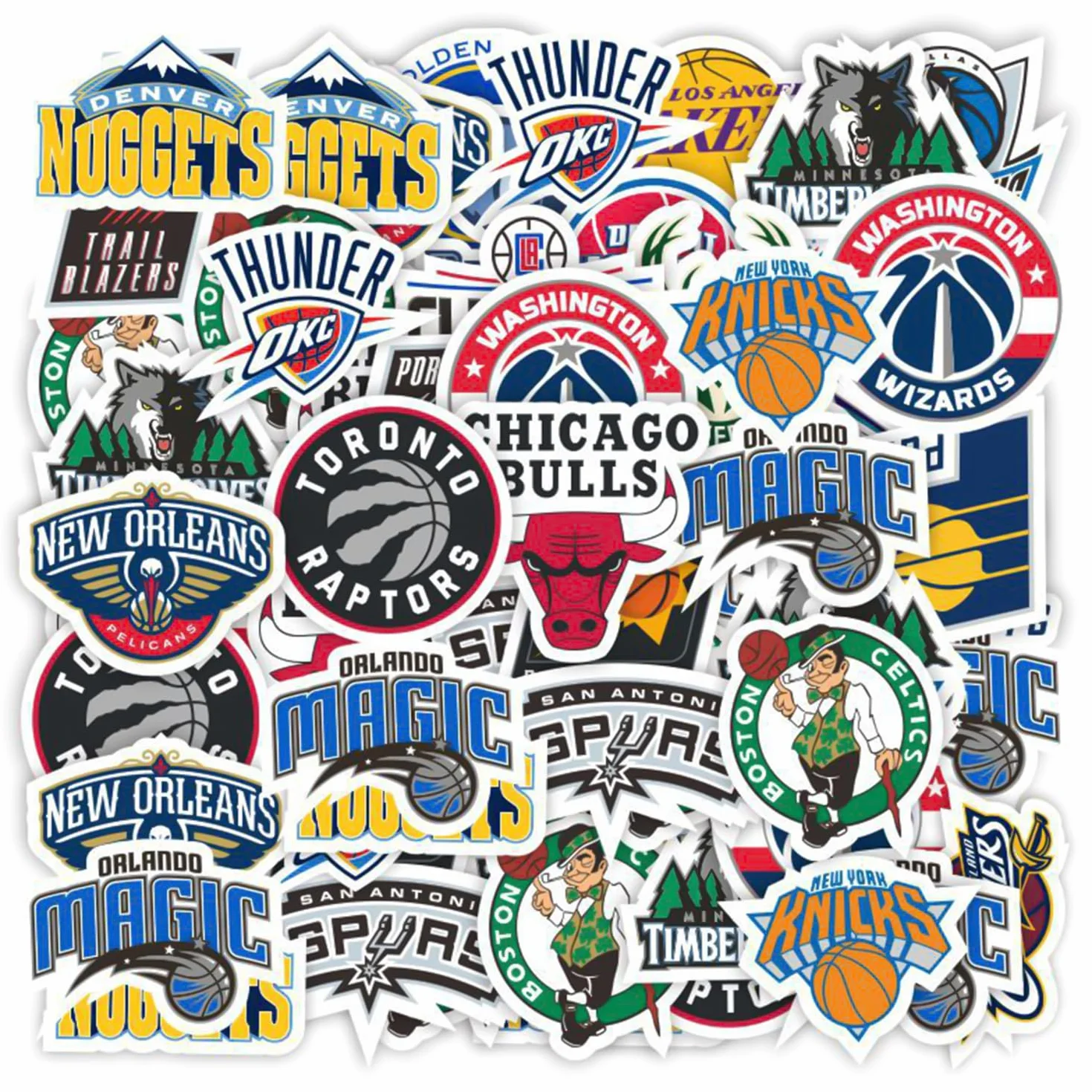 Autocollants NBA 60 Pièces Décoration Basket-Ball Tasse Bagages Bricolage Cadeaux