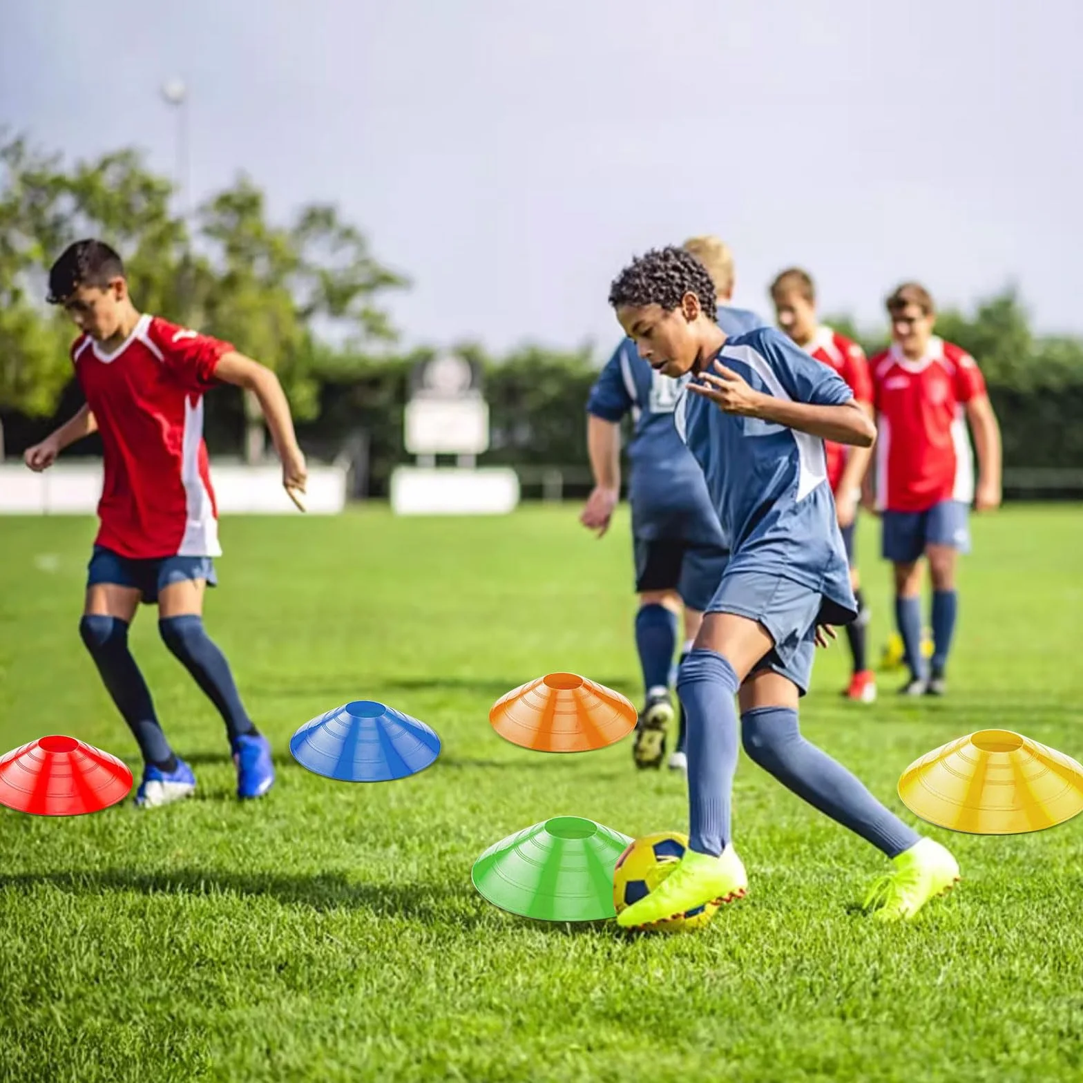 Plots de Marquage Football Cône Entraînement avec Support Noir 5 Couleurs