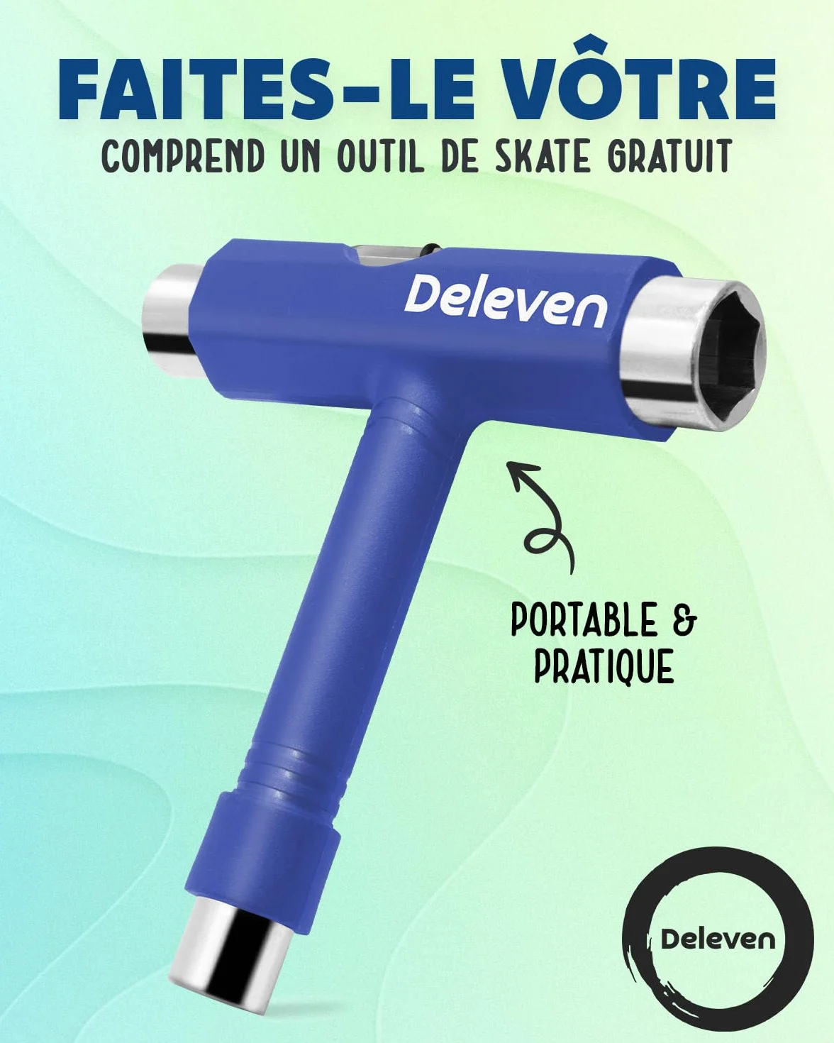 Deleven Skateboard 56cm Roues LED ABEC 7 pour Enfants Débutants