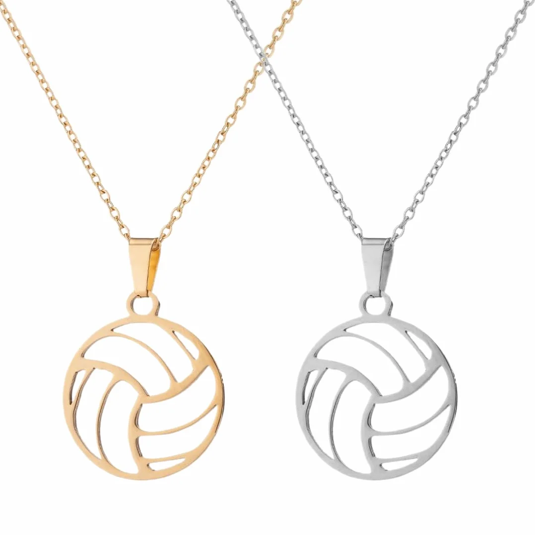 Colliers de Volley-Ball et Basket-Ball en Acier Inoxydable, Bijoux de Sport Simples, Collier de Clavicule, Cadeau pour Adolescentes