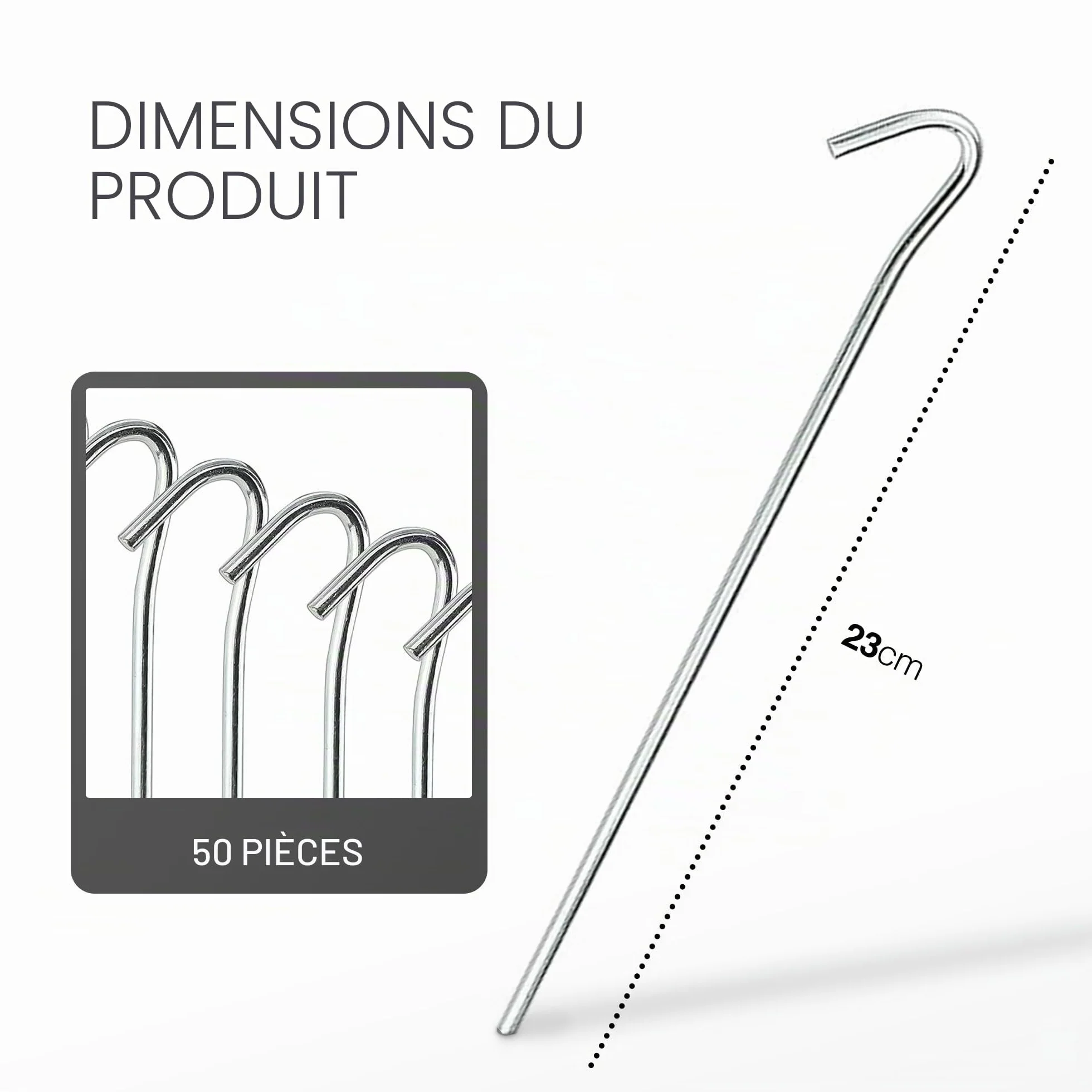 KEPLIN Lot de 50 piquets de tente en acier galvanisé antirouille pour camping plage jardin