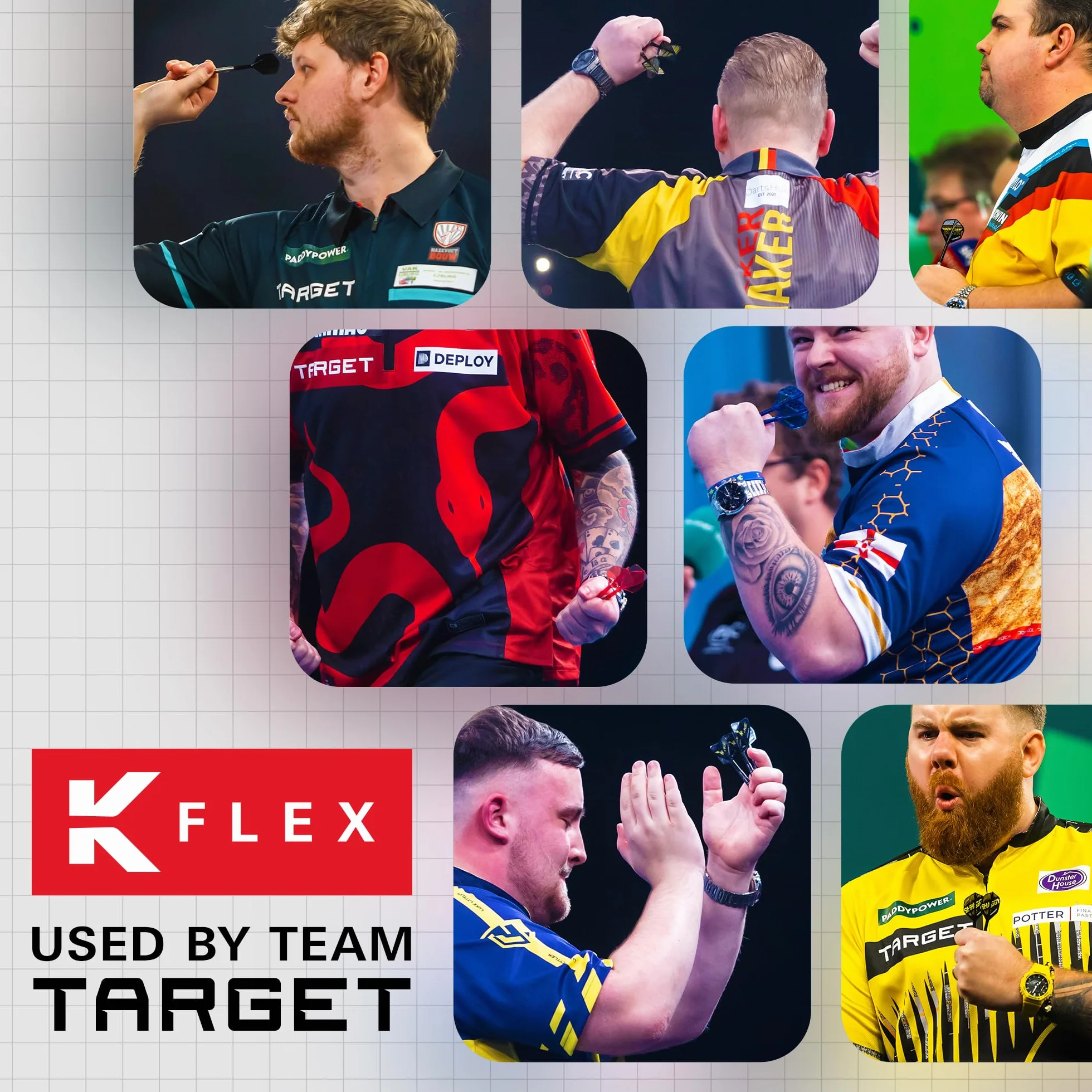 Target Darts Luke Littler Champion du Monde K Flex Flights and Shaft System No.2/No.6 Le Nuke 2025 Edition Kflex Pack de 3 Court/Intermédiaire/Moyen