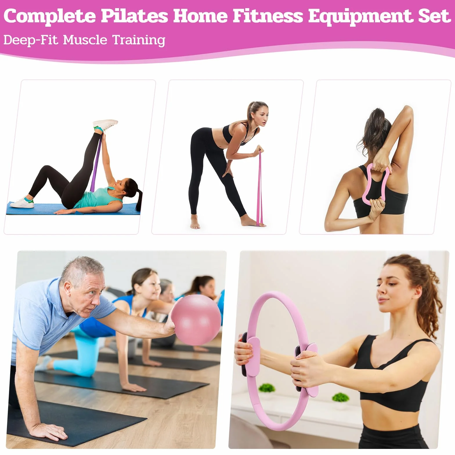 Kit de Pilates Pro Elite 13 Pièces, Cercle de Pilates, Bandes de Résistance, Ballon de Yoga, Sac de Gym