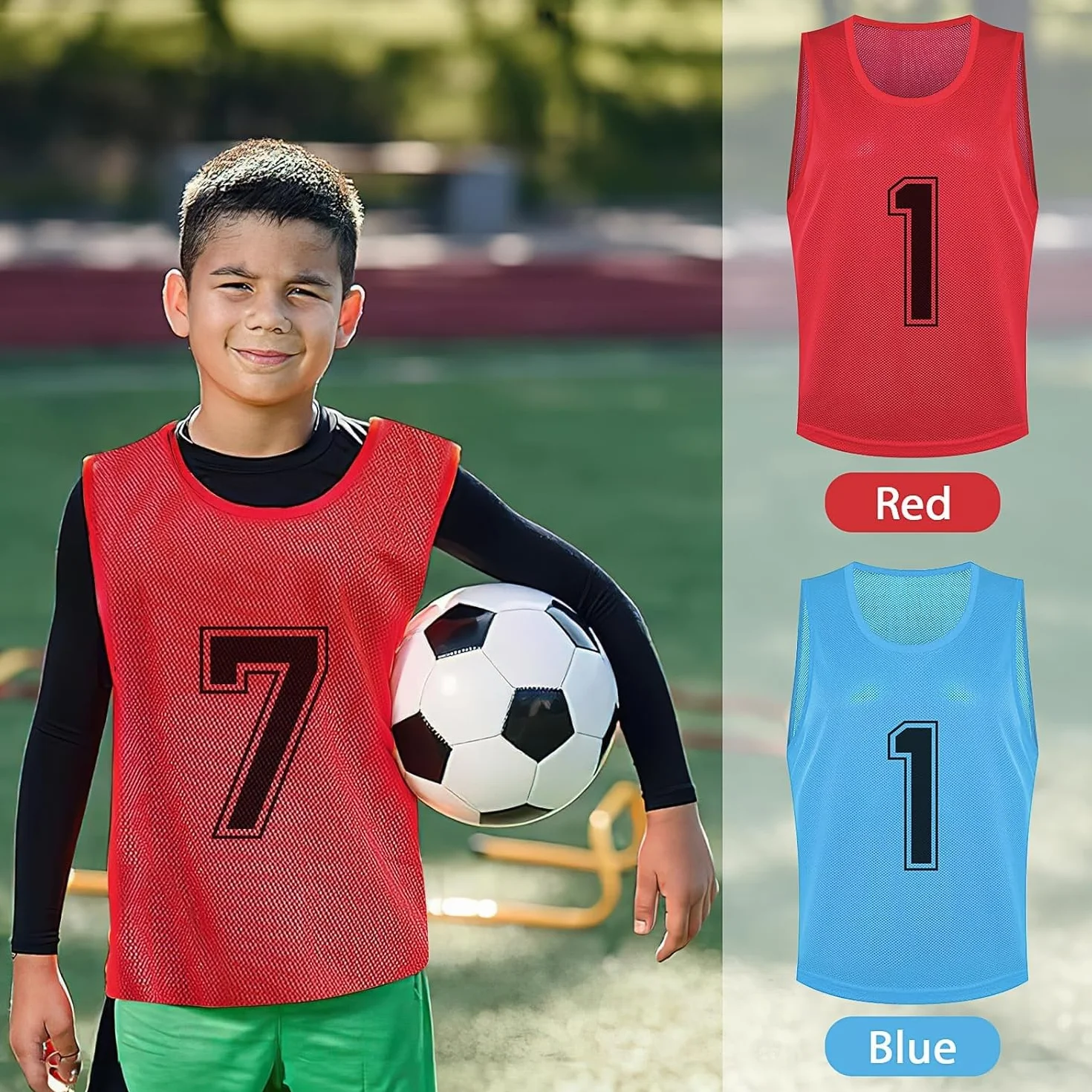 Lot de 24 chasubles d'entraînement en maille nylon réversibles numérotées pour adultes basket-ball football soccer